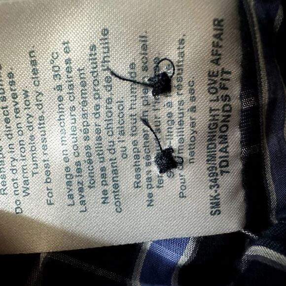 7 Diamonds Midnight Love Affair Button Down Navy Blue Plaid Men's Slim M Shirt - Picture 16 of 16